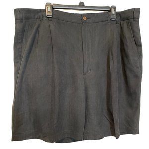 LUAU Men's Size 42 Black Pleated Front 4‎ Pockets Silk Chino Shorts